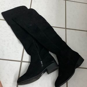 Black Suede Knee High Boots